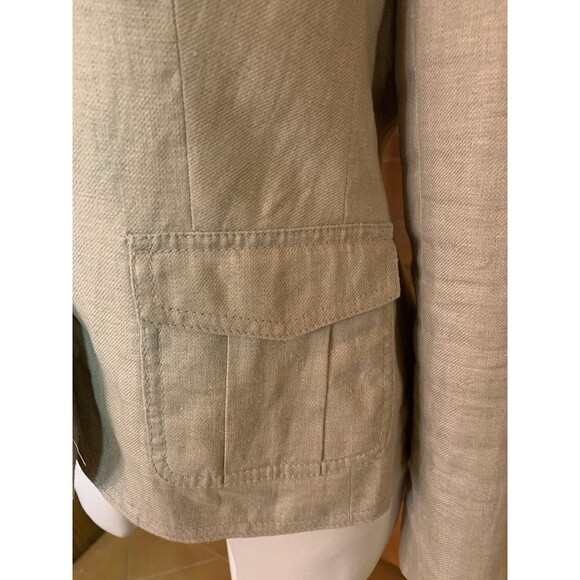 Vintage The Limited Linen Blazer Jacket Medium Career Khaki Epaulettes Peplum - Picture 8 of 14
